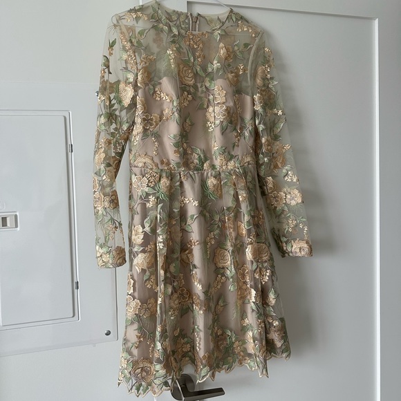 Monique Lhuillier Embroidered Floral Dress size 6 - Picture 1 of 12